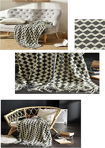 Miniatura 2 de Funda de sofá suave decorativa de punto, acogedora manta de punto con flecos, mantas y mantas decorativas, manta tejida cálida de granja para