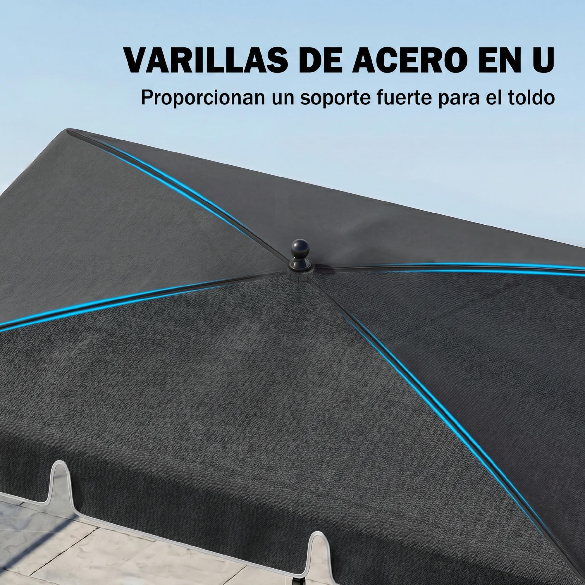 Outsunny Sombrilla de Jardín de Aluminio 2x1,3x2,5 m Parasol de Jardín Rectangular con Función de Inclinación para Terraza Patio Exterior