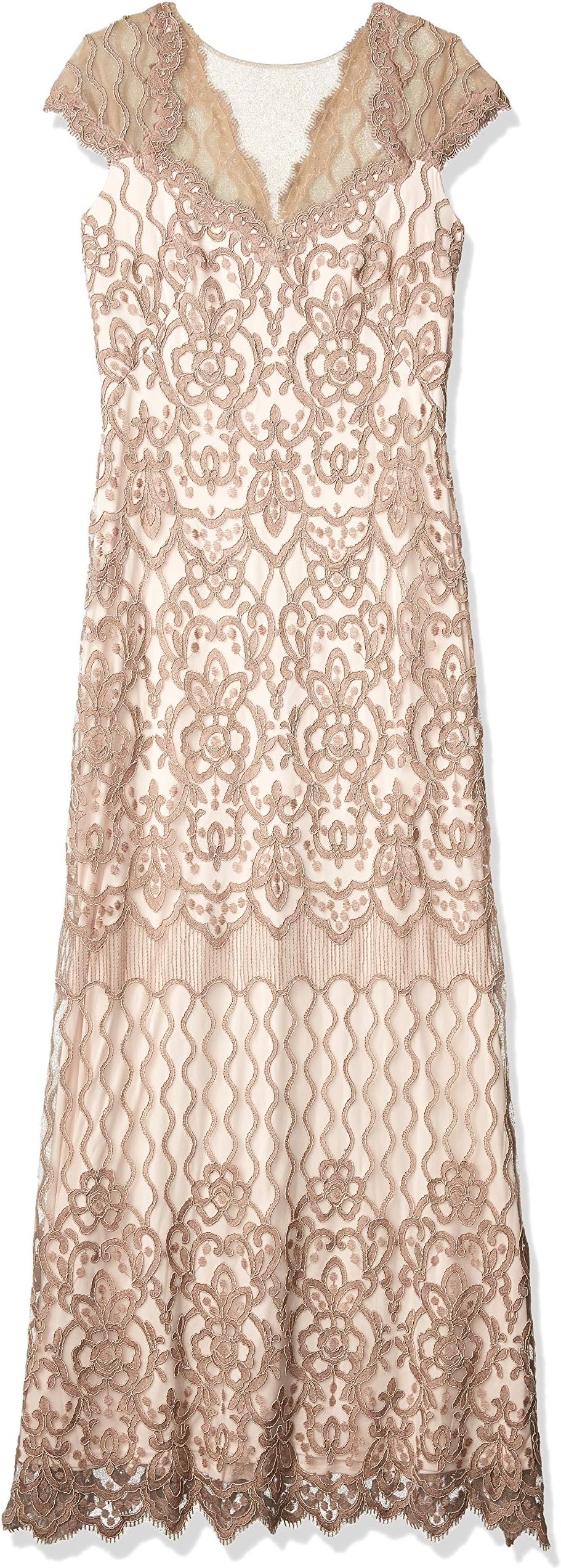 Tadashi ShojiWomen's s/s sequin lace gown w/illusion neckline Special Occasion Dress