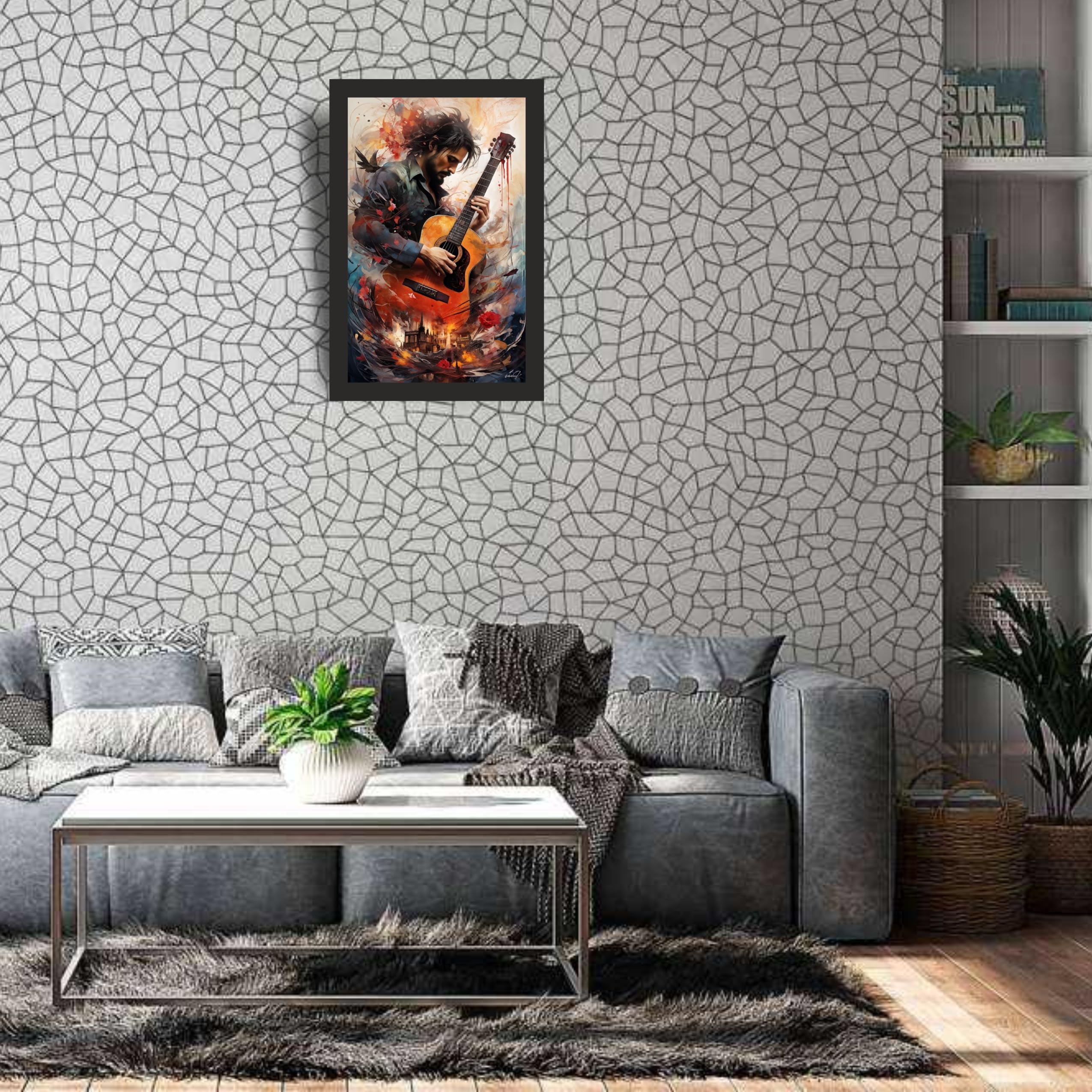 Artistic Guitar Musician Wall Art