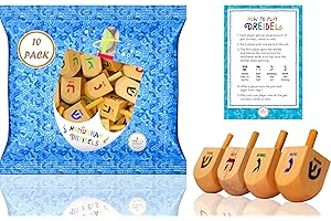 The Dreidel Company Wood 10-Pack Hanukkah Dreidels