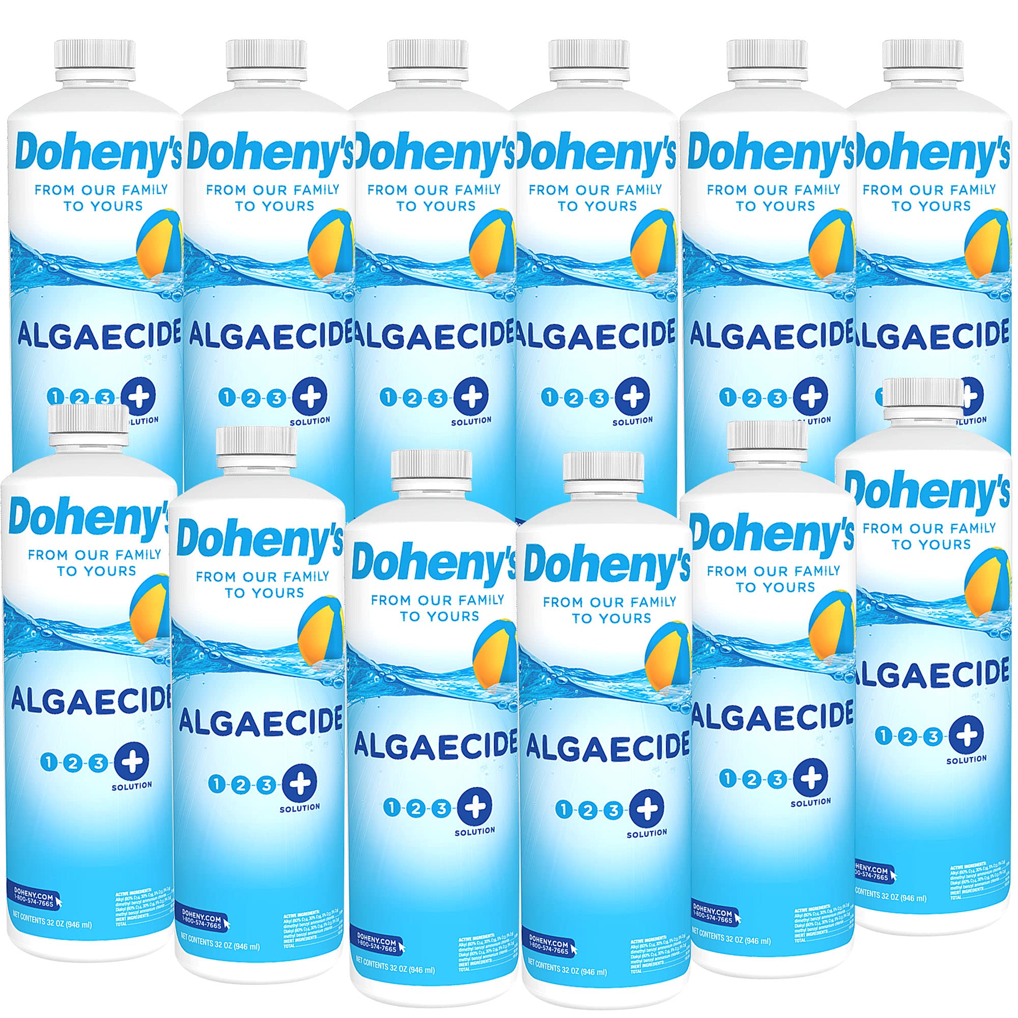 Doheny’s Algaecide | 100% Professional-Grade | Effective Against Most Types of Algae | Works with Chlorine &amp; Bromine Based Pools | Non-Foaming &amp; Non-Staining Formula | Set of 12