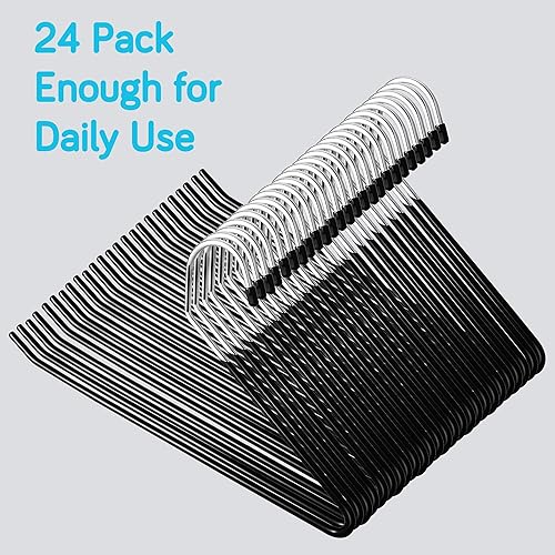 Miniatura 8 de IPOW Perchas de metal resistentes para pantalones, paquete de 24 perchas de mezclilla para armario, percha de ropa de extremo abierto para