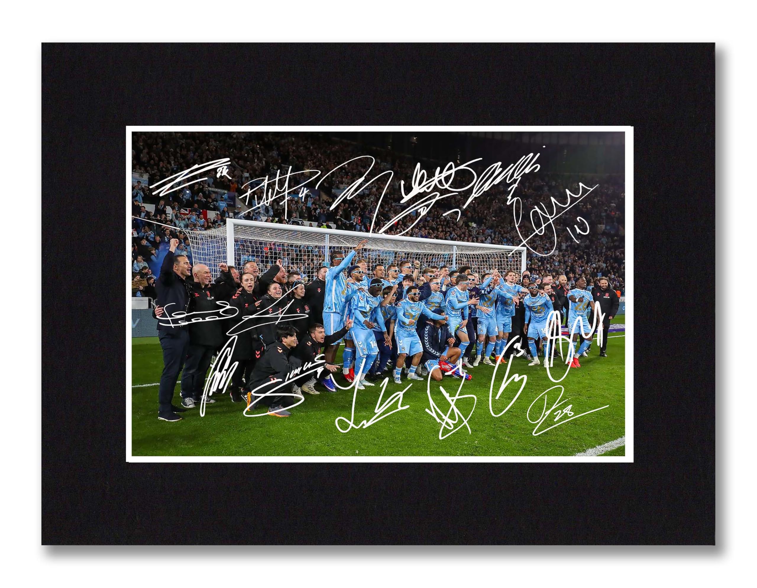RJR PRINTS Coventry City 2026 Champions Team Multi Signed 8x6 Inch Mounted Photo Print With Pre Printed Signature That Would Make A Great Gift For Any Fan And Is Ready To Be Framed