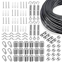 Vista 54 de Kit de suspensión de luces de globo, cable guía de luz para exteriores, cable de acero inoxidable recubierto de vinilo, incluye PVC transparente