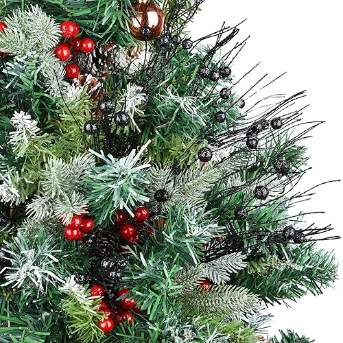 Miniatura 9 de DearHouse 22 tallos de bayas con purpurina navideña, 17 pulgadas, para árbol de Navidad, festivales, vacaciones, manualidades y decoración del hogar