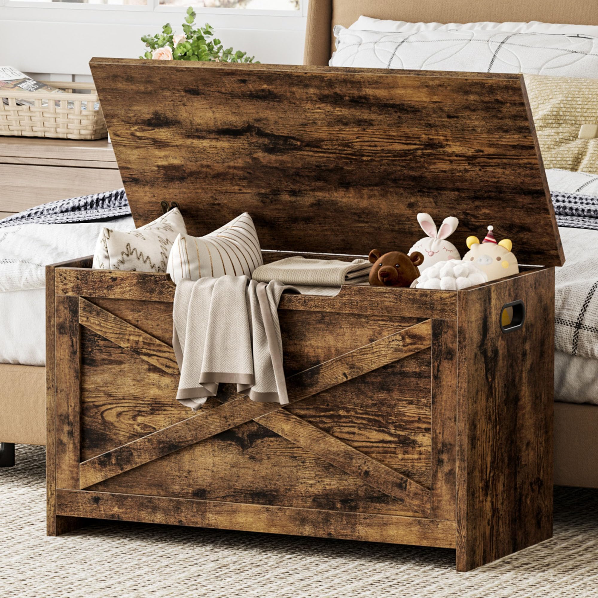 Banc Coffre De Rangement Bois 76 cm Banc à Chaussures d'Entrée Avec Assise