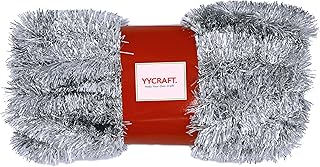 YYCRAFT 15 Yards (45 Feet) Commercial Length Thick Foil Tinsel Christmas Garland Classic Christmas Decorations, Silver