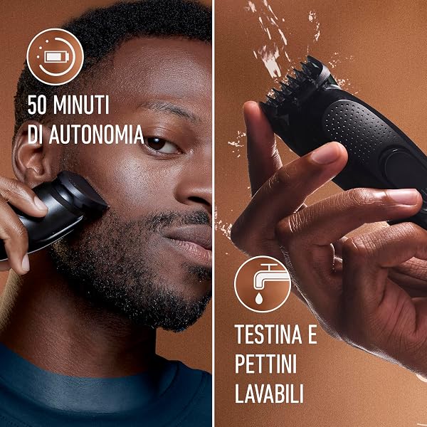 King C. Gillette Kit Regolabarba Uomo, 1 Testina, 3 Pettini Regolatori, 1 Spazzolina, 1 Caricatore, Rasoio Barba Elettrico, Idea Regalo Uomo Kit Professionale - 5