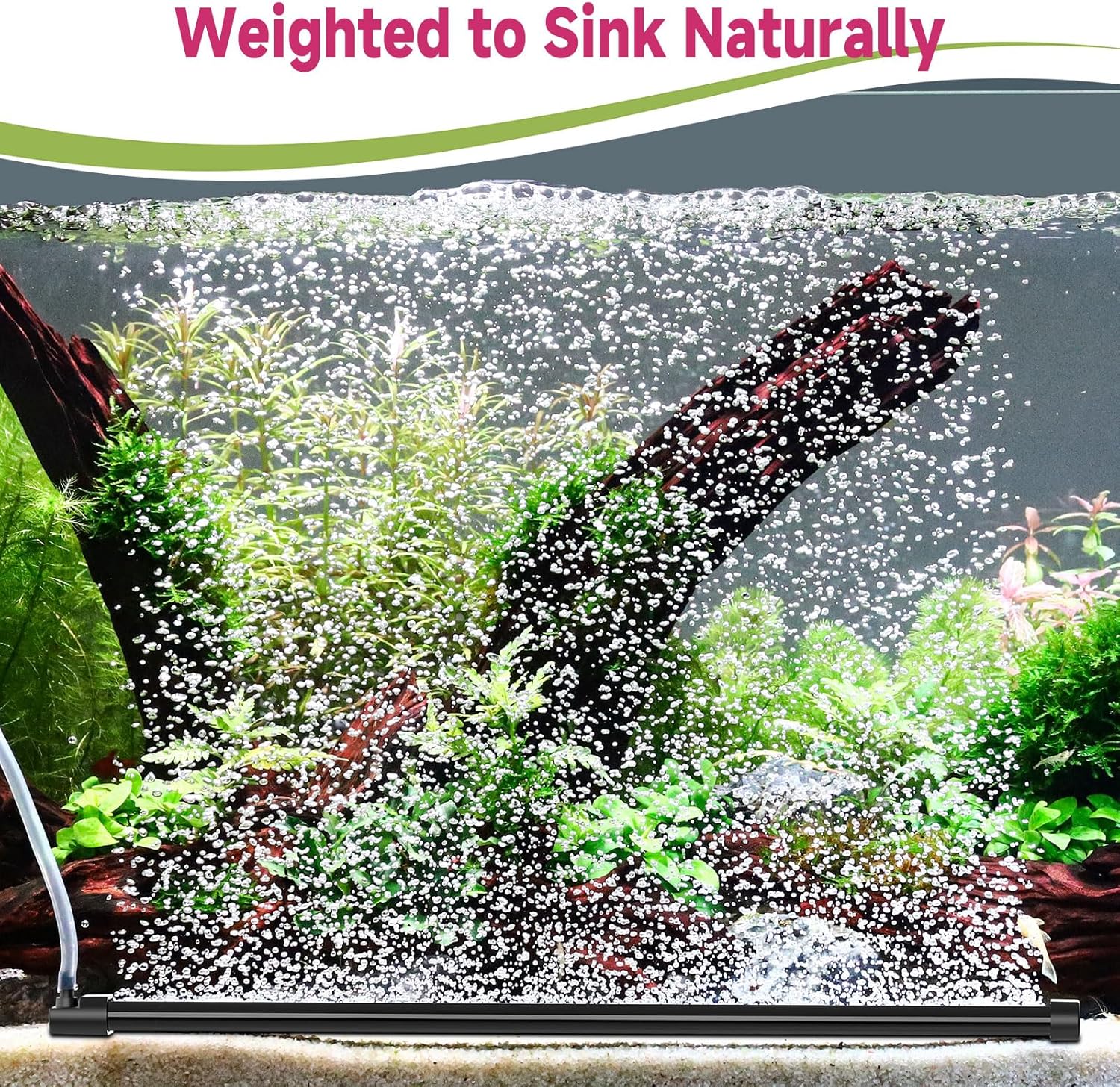 hygger Aquarium Bubble Curtain Wall, Quiet Fish Tank Air Stone with Accessories, High Dissolved Aquarium Bubbler Oxygen Diffuser Decoration for Freshwater & Saltwater