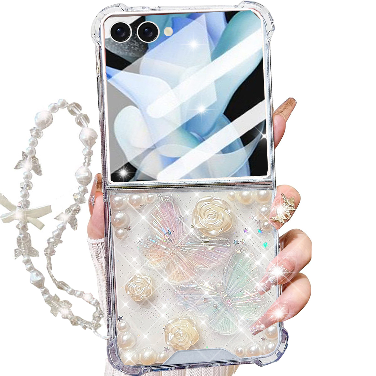 Amazon.com: Changjia for Samsung Galaxy Z Flip 7 5G Clear Glitter