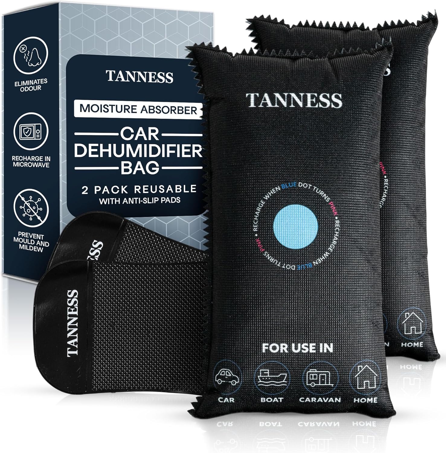 Tanness(タンネス) 1kg 車用除湿バッグ 滑り止めパッド付き 2個セット