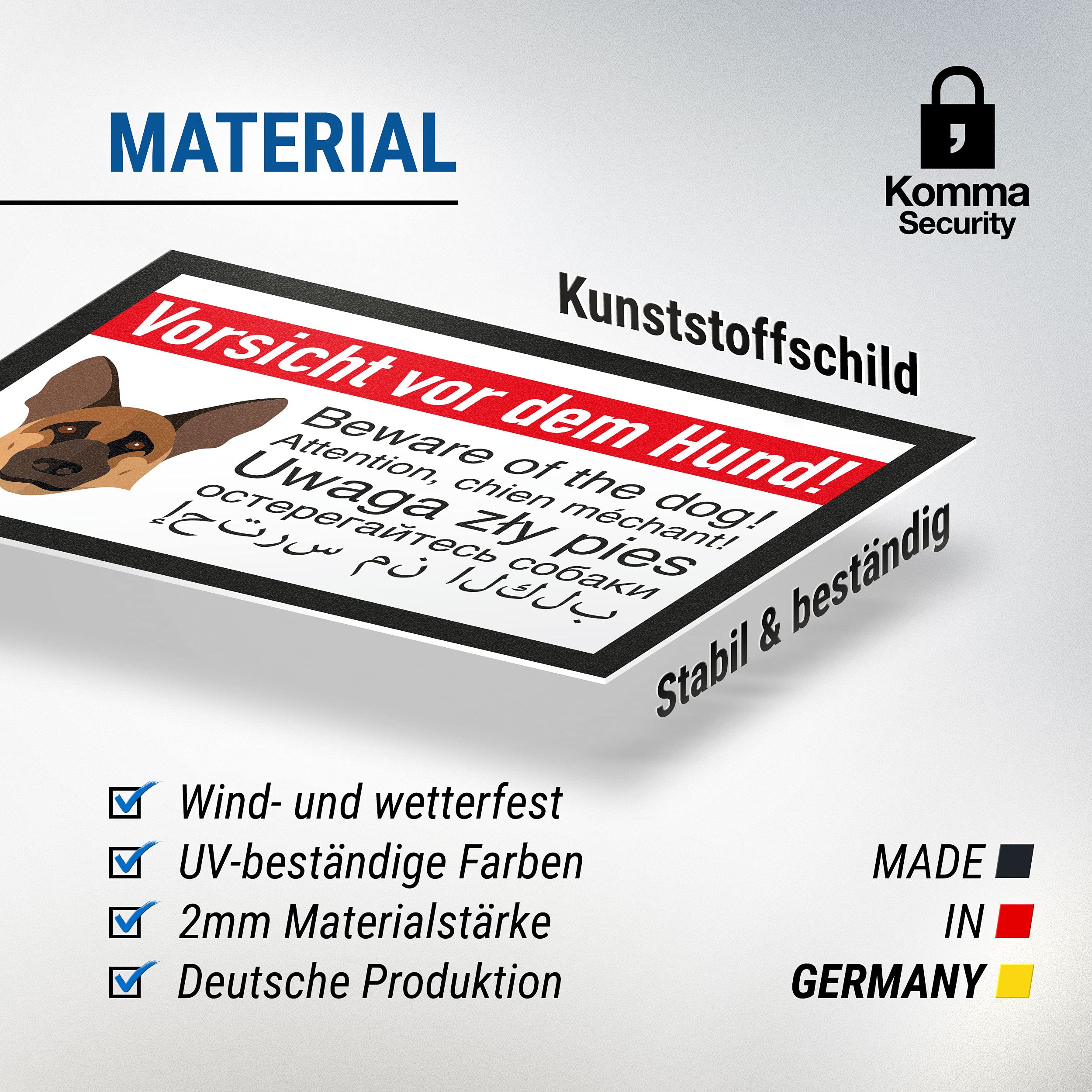 Cartello Attenzione Cane Multilingue - 6 Lingue Per Giardino E Porta - Foto 10