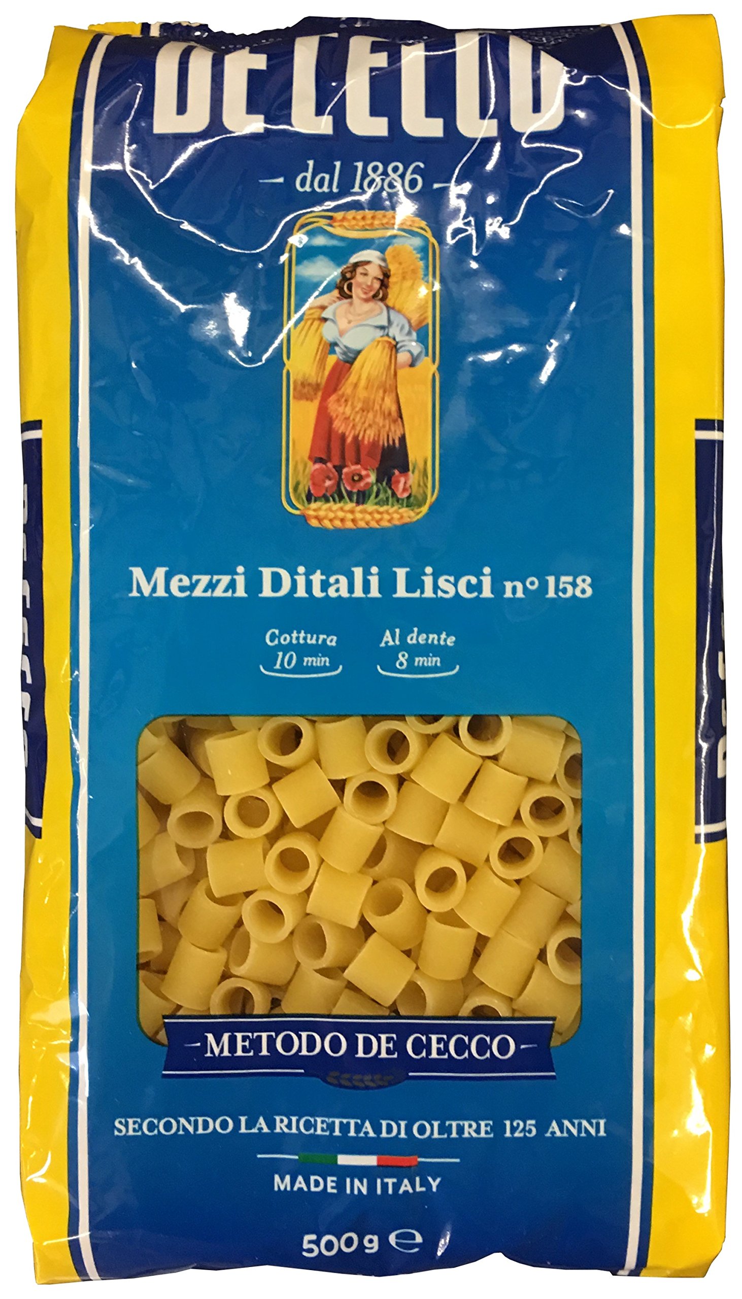 De Cecco Pasta Mezzi Ditali Lisci N°158 (24 x 500 g)