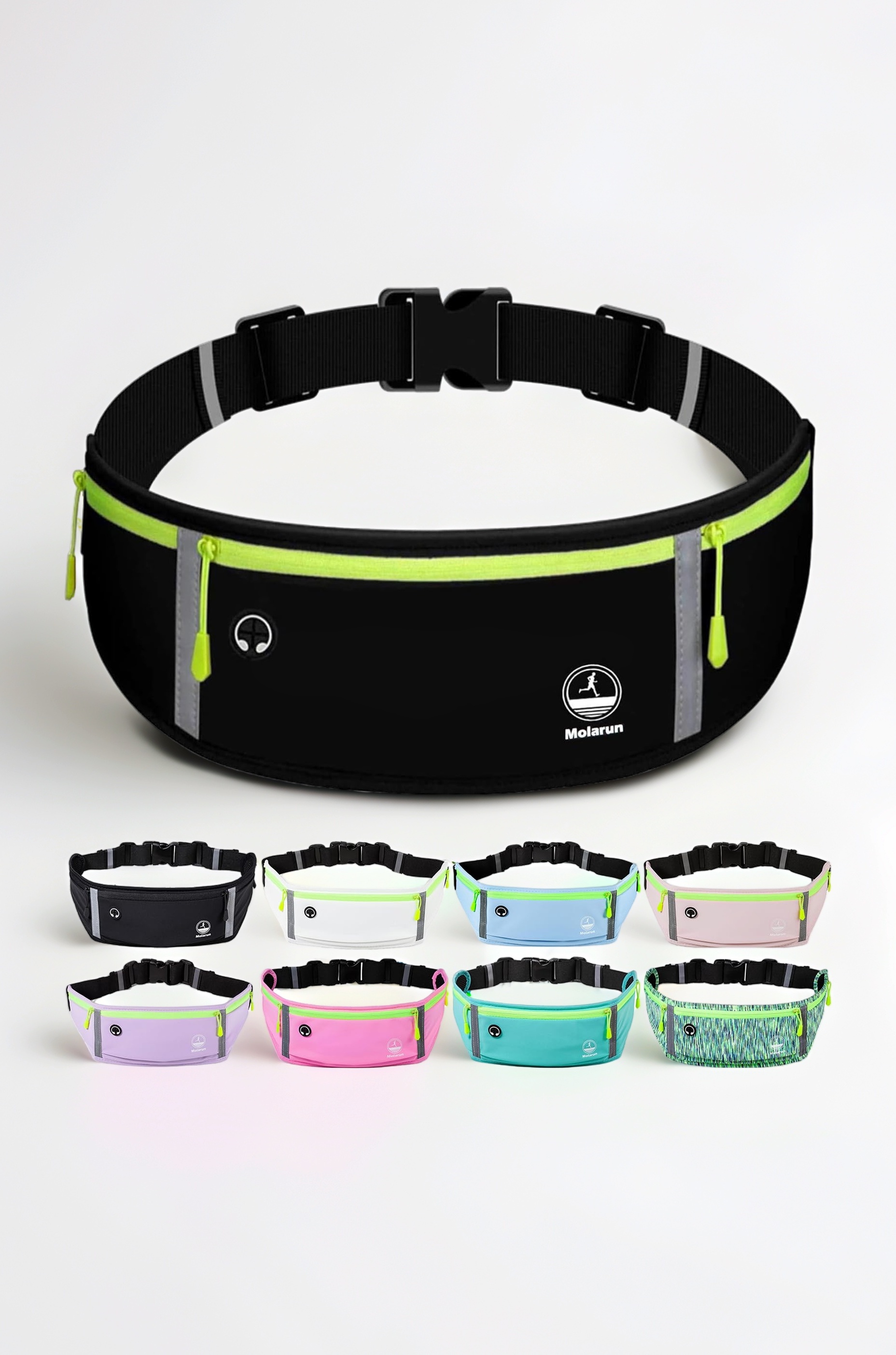 Running Belt, Fanny Pack for Women Men, Water Resistant Waist Pack, Runners Belt for Hiking Fitness Travel - Adjustable Running Pouch Phone Holder Accessories for iPhone Samsung - Black