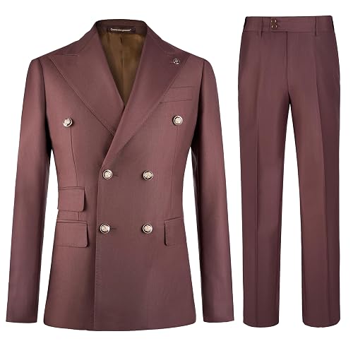 Cenne Des Graoom Men's Slim Fit 2 Piece Suit Double Breasted