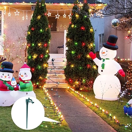 Vista 47 de Jetec Estacas de luz de Navidad universales para patio, césped, luces navideñas para tira de luces C7 C9, estacas de suelo de 7.5 pulgadas para Claro