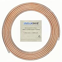Vista 24 de BELLA BAYS Tubo de cobre de 1/4 de pulgada de diámetro exterior x 0.195 pulgadas de diámetro interior x 100 pies, 99.9% C12200 ASTM B280 Tubería ACR