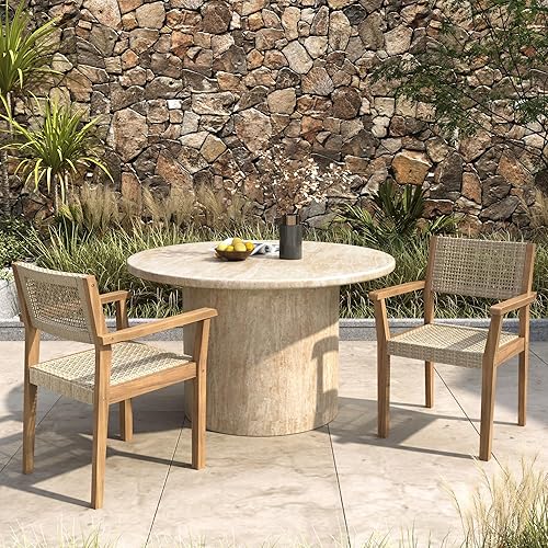 Miniatura 4 de Christopher Knight Home Amaris Farmhouse Patio Garden Furntiure - Juego de 2 sillas de comedor de madera de acacia, sillón para cena