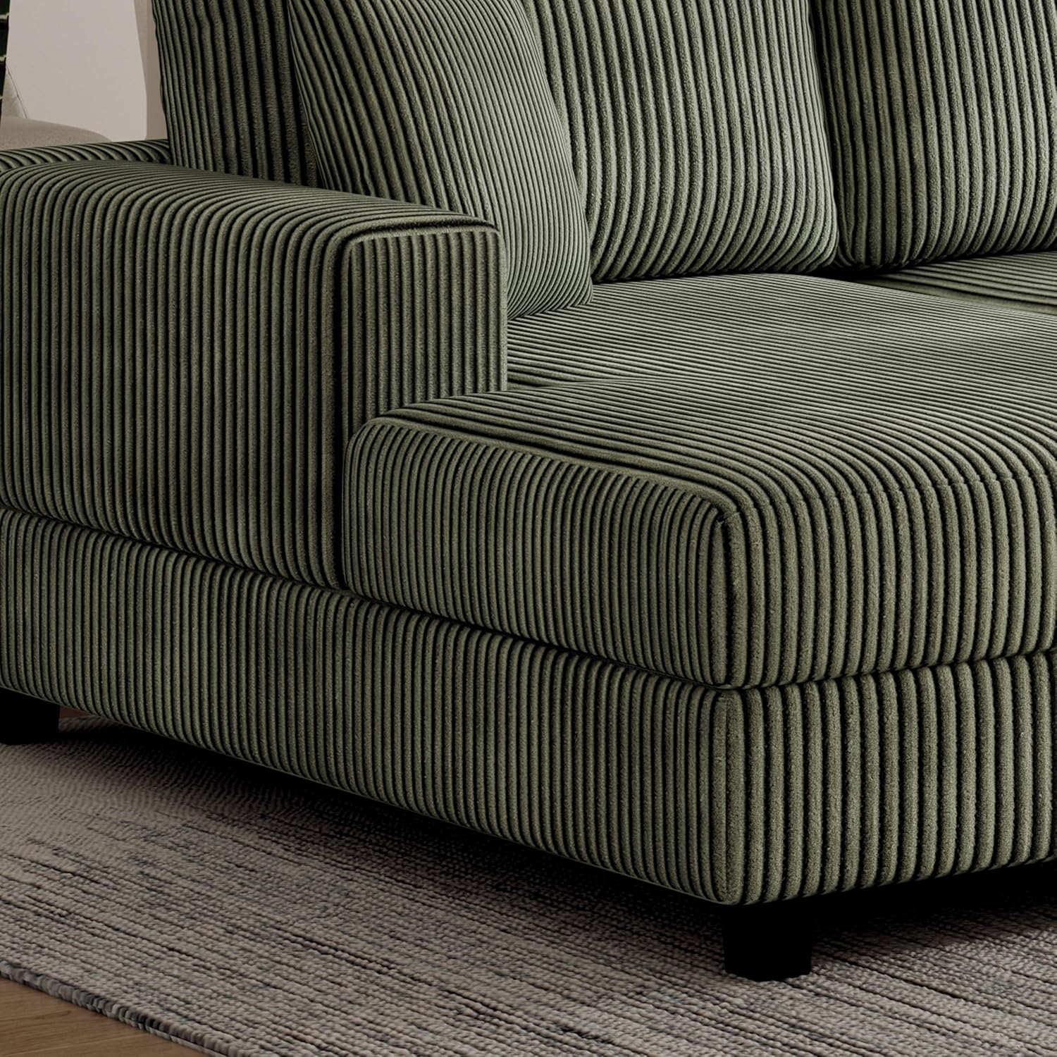 Oversized Double Chaise Lounge Sectional Sofa Cloud Couch Plush Sofa Bed, Modern Corduroy Upholstered Loveseat Sofa&Couches Daybed with Thicked Cushions and Throw Pillows for Living Room Apartment