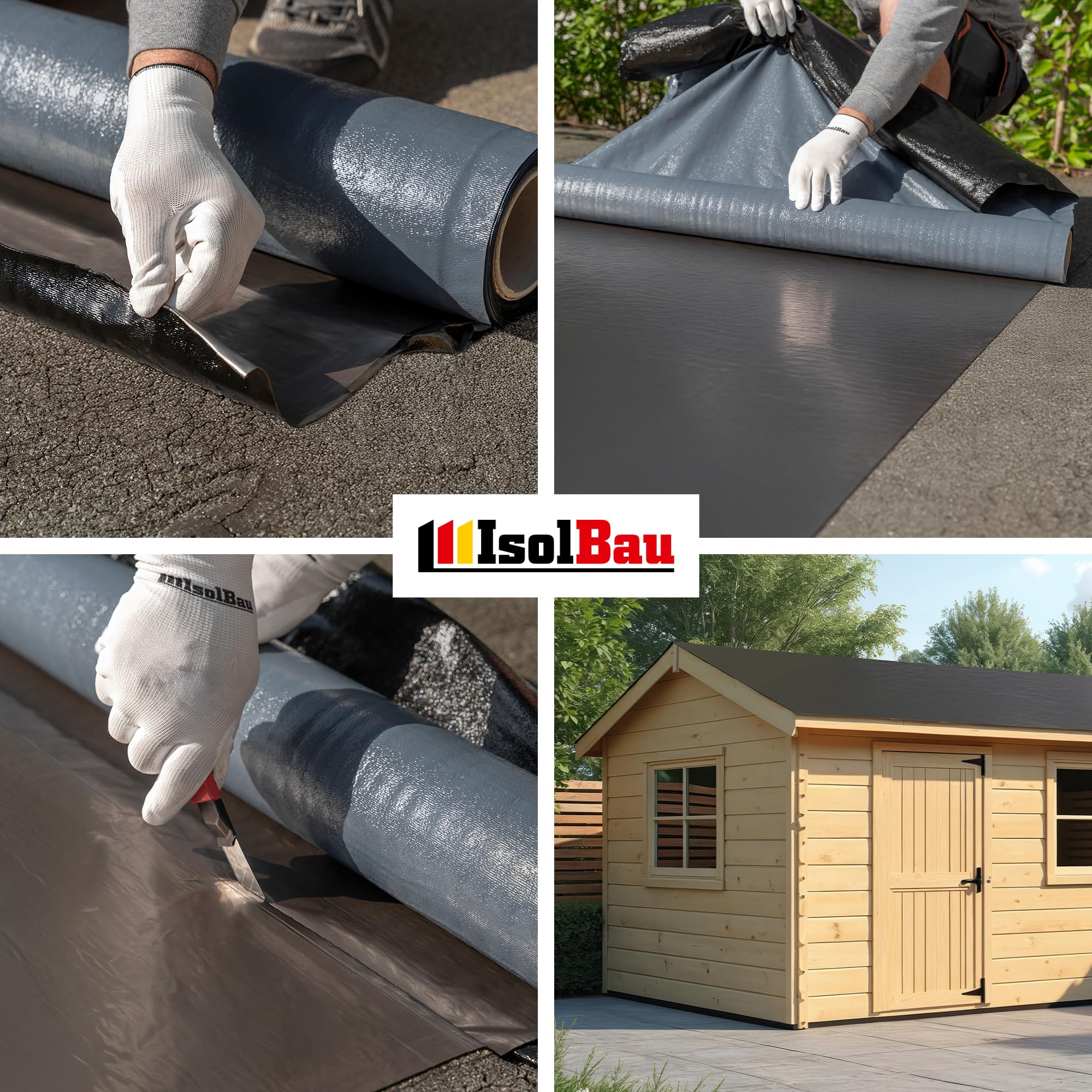 Isolbau KSK Dachbahn Dichtfolie Selbstklebend RAL 7013 Dunkelgrau Bitumendachbahn 5 m² Rolle Kaltselbstklebebahn