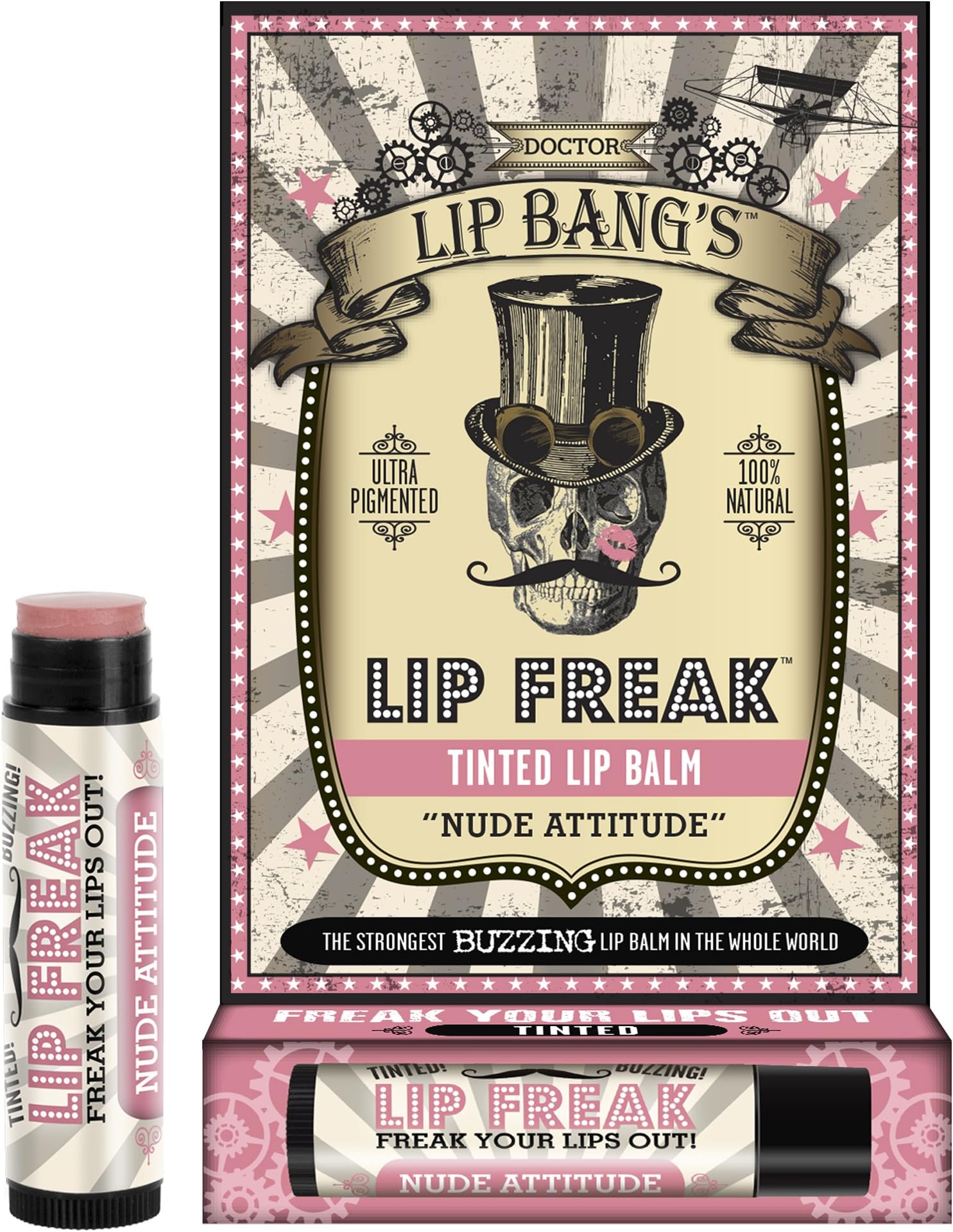 BUZZING Lip Balm | Lip Freak| 100% All Natural | Cruelty Free | Tinted | Nude Attitude