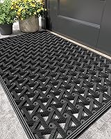 COLORG Color&Geometry Heavy Duty Outdoor Door Mat 19x30 Black - Waterproof Dirt Trapping with Drainage Holes & Non-Slip Rubber Backing