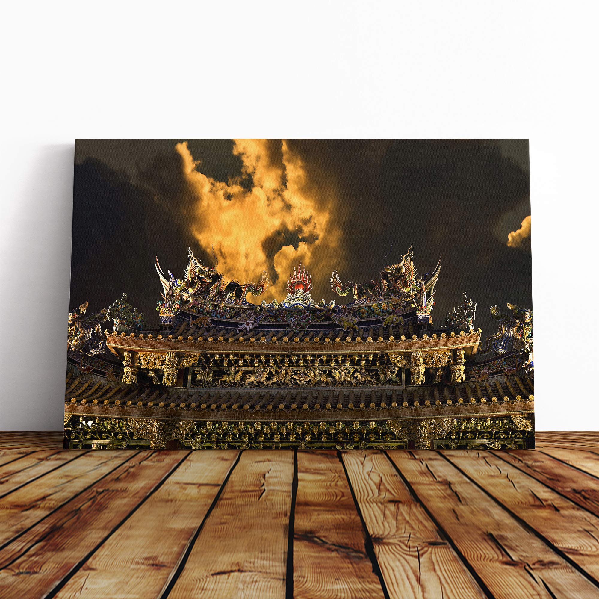 Architecture Oriental (2) Canvas Print | Gallery Wrapped 30mm Frame Wall Art | 30x20 inches | Ready to Hang | Modern Cityscape Picture | Living Room Bedroom Lounge Office