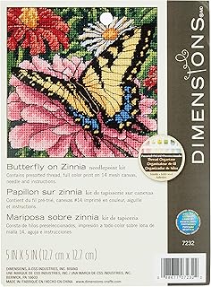 Dimensions 5" x 5" Nature Needlepoint Kit: Butterfly and Zinnias