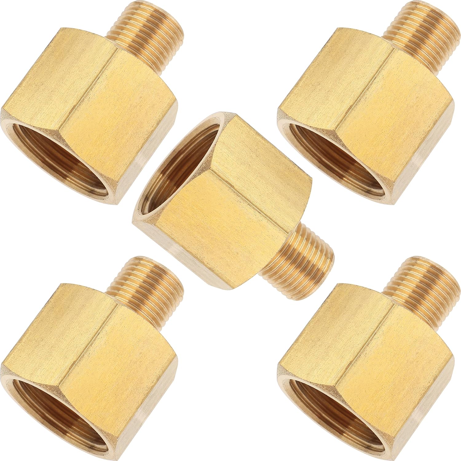 Generic Brass Pipe 3/8" Female BSPP x 1/8" Male BSPT Adapter Fuel Gas Air (Pack of 5)