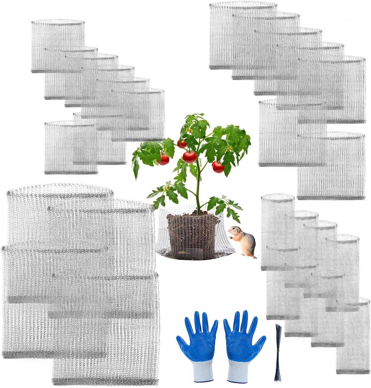 Gopher Wire Baskets, mole Guard,Root Guard,28 pcs Gopher Baskets 5 Gallon,3 Gallon,1 Gallon,1 Quart Bulb Basket for Protect Roots,Tubers and Bulbs from Vole, Gopher and Mole