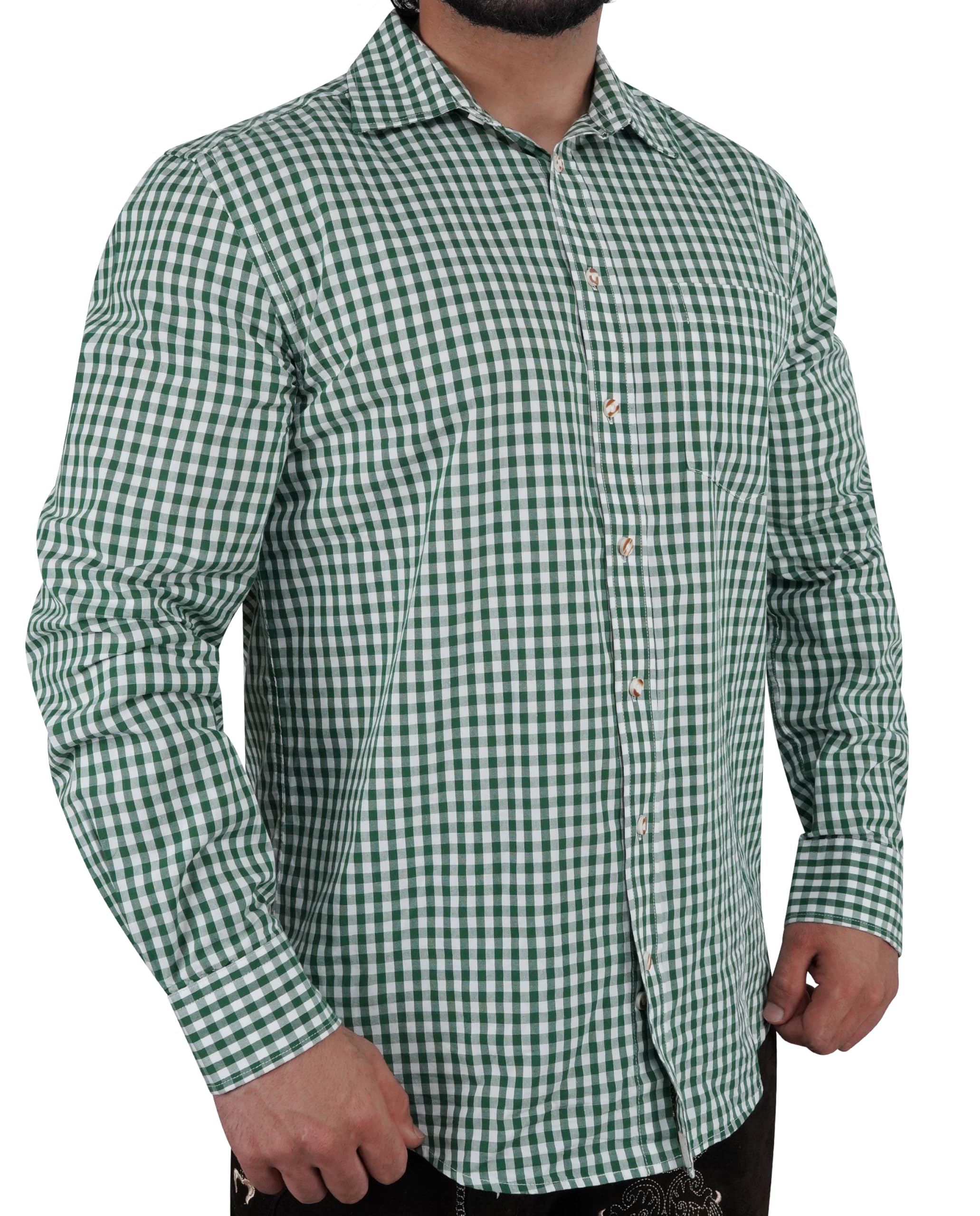 Camicia da uomo per Oktoberfest, camicia tradizionale a quadri, colore rosso, verde, blu, per il tempo libero, a maniche lunghe, in cotone, S-3XL, disponibile in 3 colori