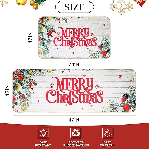 Miniatura 2 de Erweicet 2 tapetes y tapetes de cocina de Navidad, decoración de cocina de Navidad, antifatiga, decoración de Navidad para baño, hogar, interior, 17