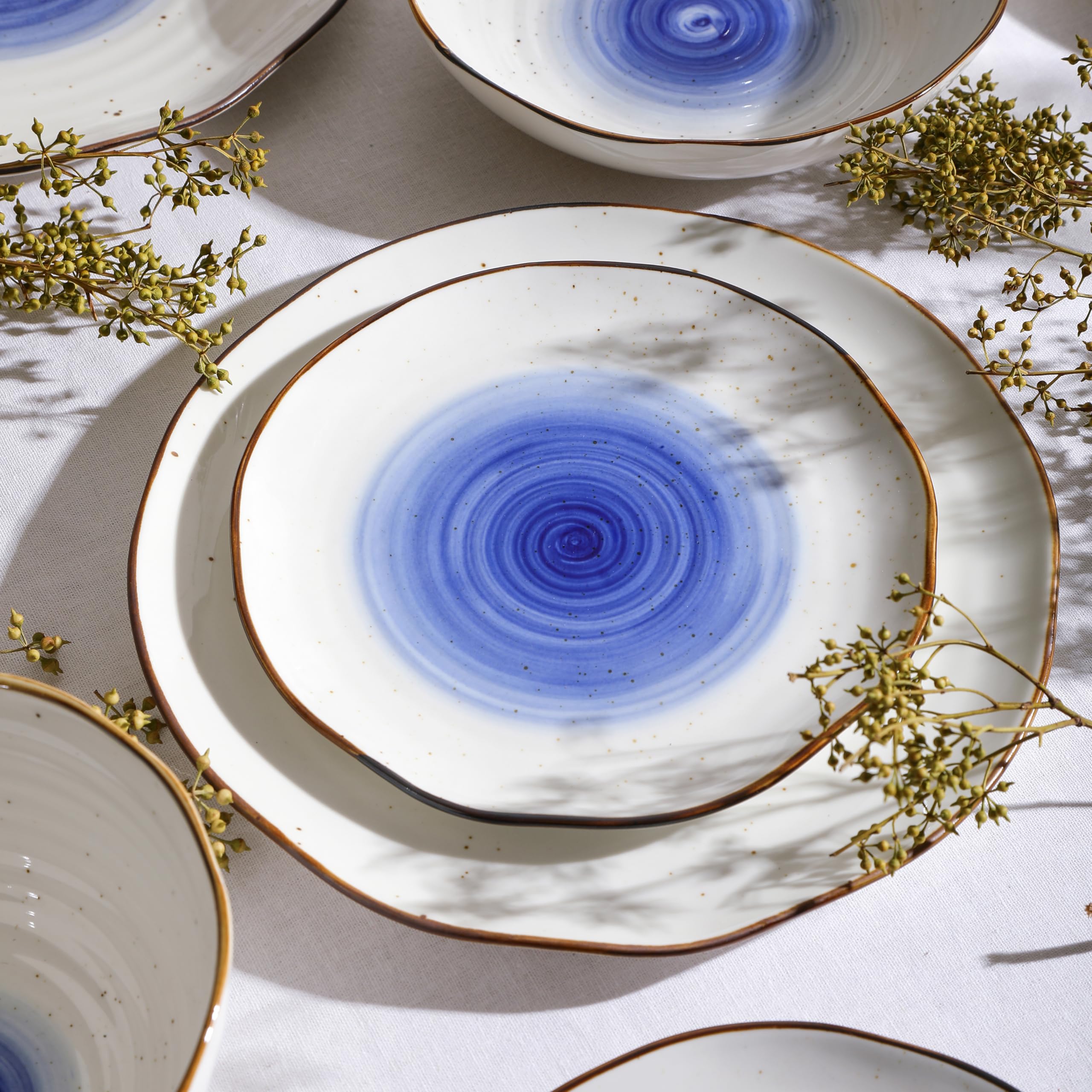 Christian Siriano Luma Geschirrset, Porzellan, Blau, 16-teilig
