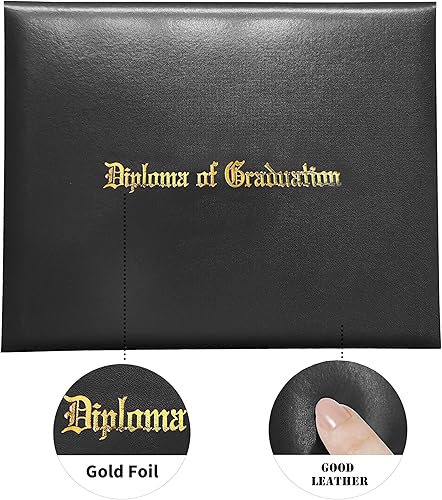 Miniatura 4 de MyGradDay Cubierta de diploma impresa 8.5x11 titular del diploma de graduación cubierta de cuero liso tamaño carta negro