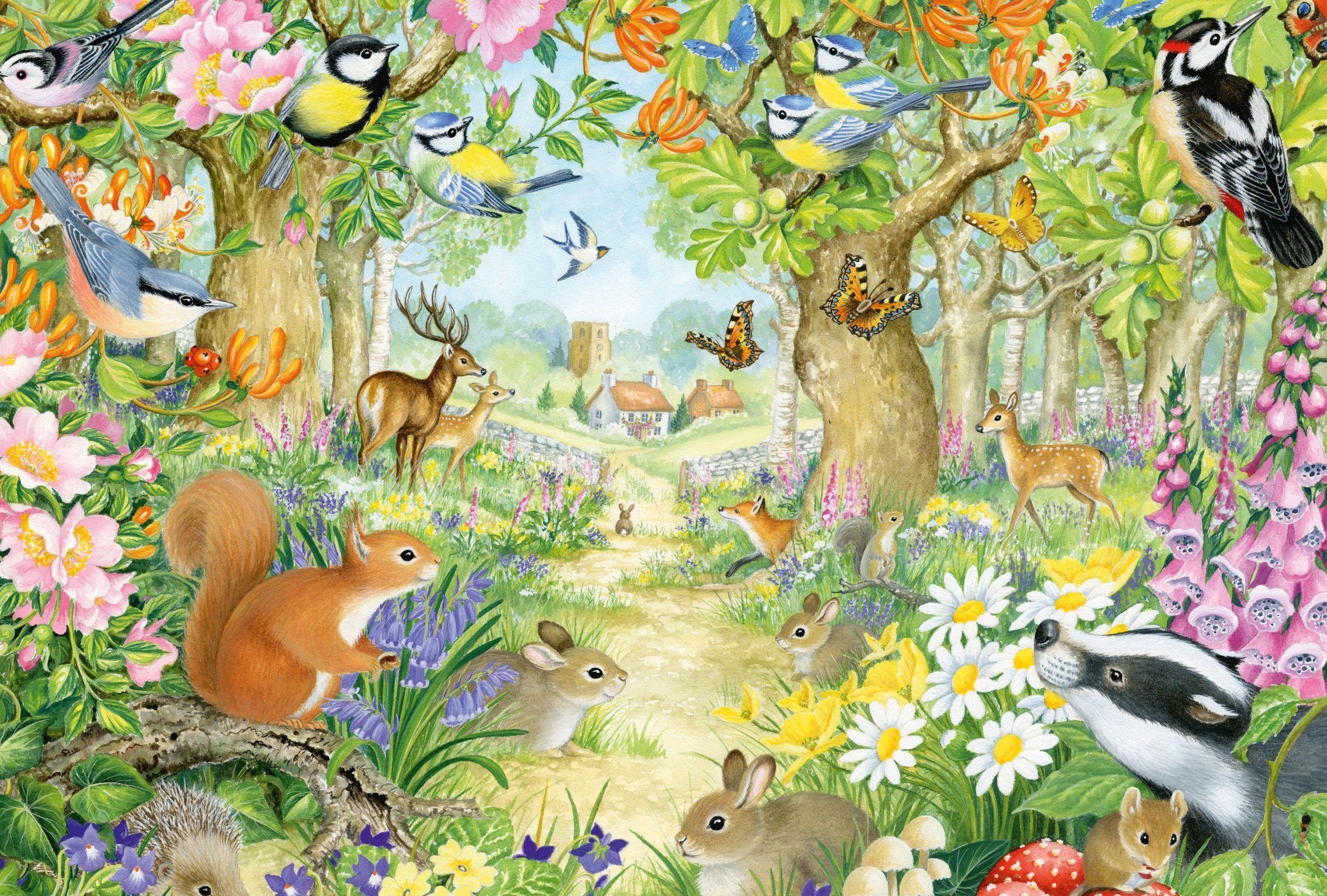 Schmidt Spiele Animali nel bosco, 100 pezzi puzzle per bambini, Multicolore, 56370
