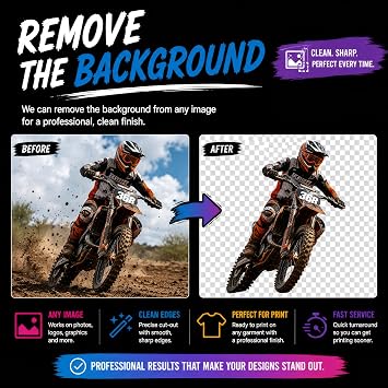 Custom DTF Transfer – Upload Your Own Design, Image, Logo or Photo – Any Size – Personalised Heat Transfer for T-Shirts, Hoodies & Clothing