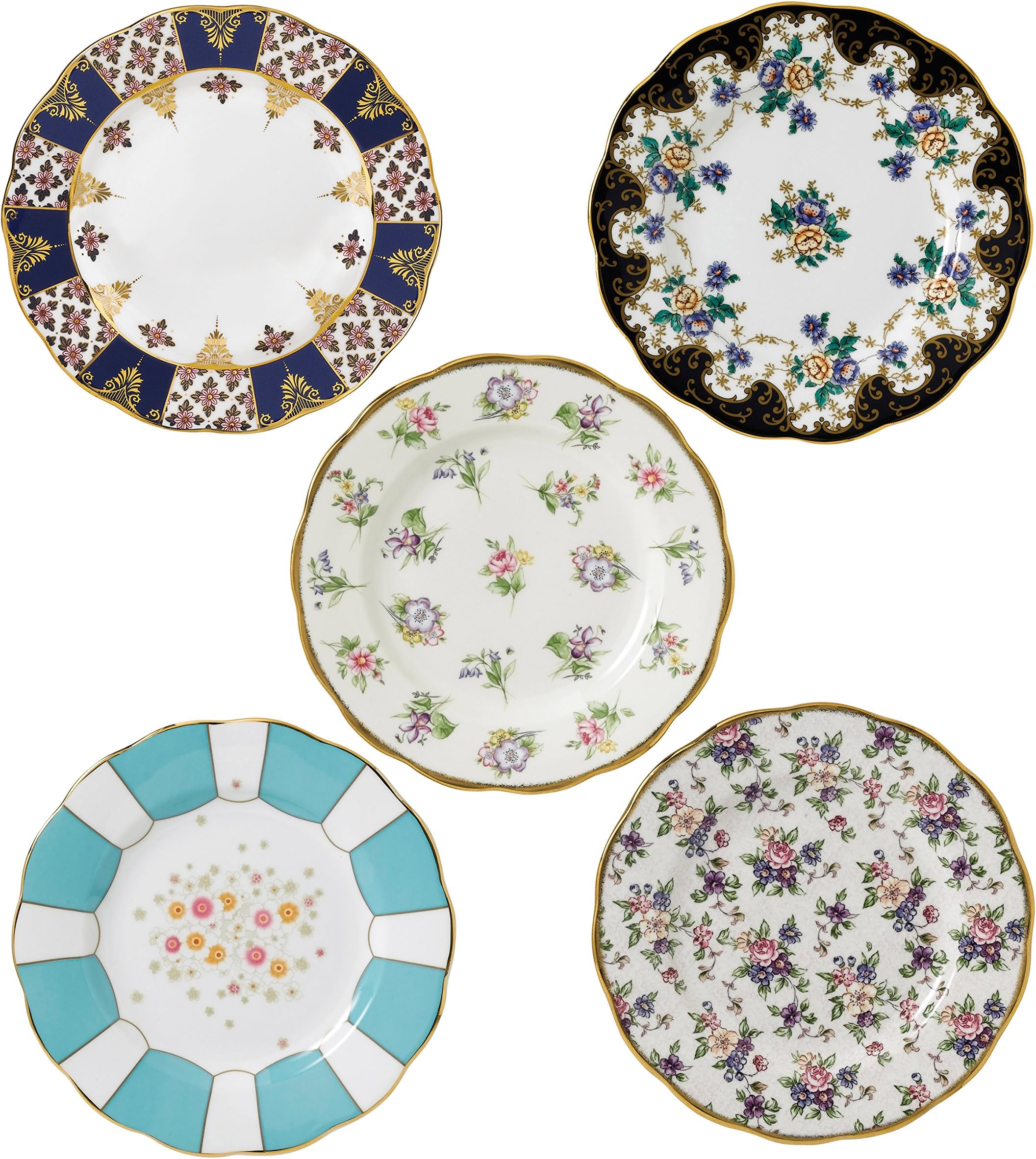 40017560 100 Years 1900-1940 Plate 20cm/8in, Set of 5, Multi, Bone China