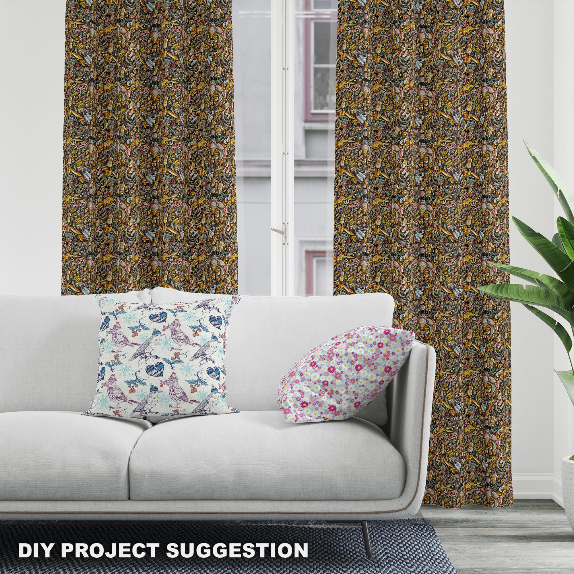 HEKO PANELS Tkanina velvet obiciowa drukowana, hipis, 3 metry 140 x 300 cm