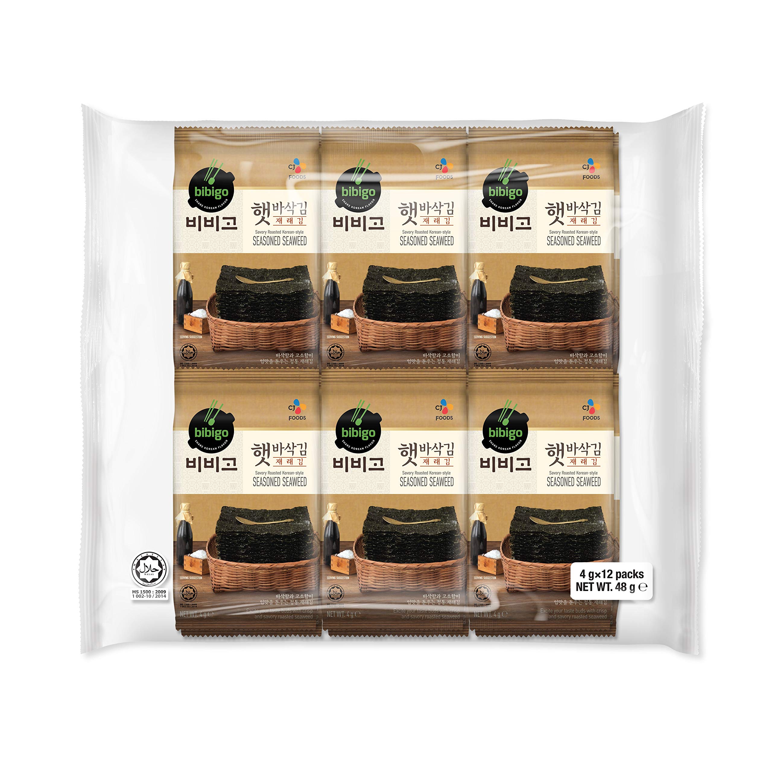 BIBIGO Roasted Nori Seaweed Pack of 12