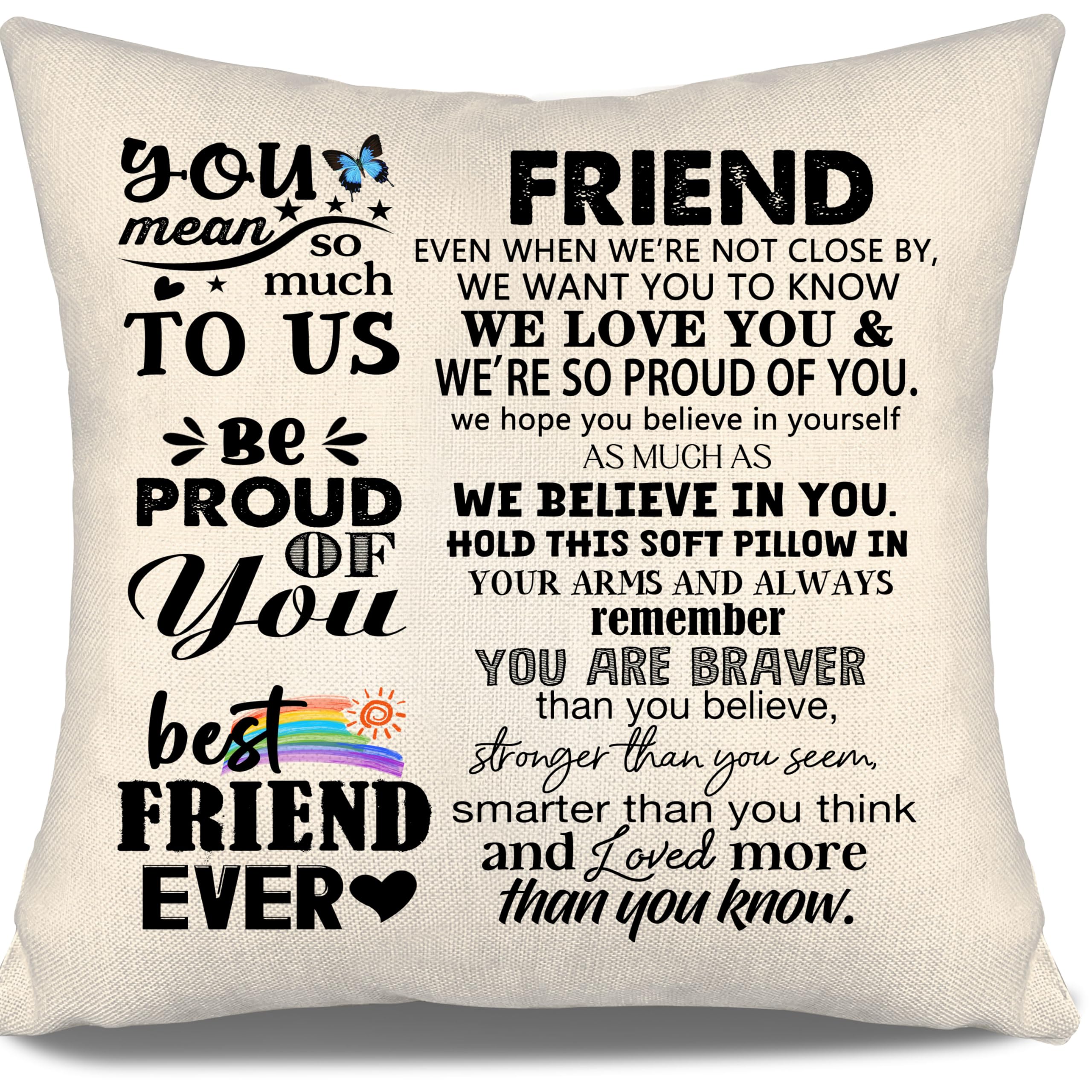 Aosumin Even When We're Not Close By Cushion Cover for Friends for Women Girls Birthday Gift Graduation Gift Inspirational Friendship Gift(friend we-her)