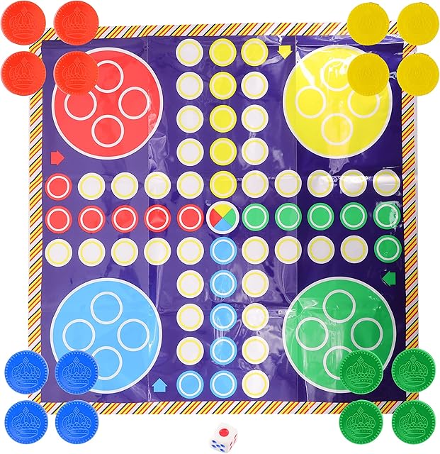 Ludo Giant Board Game Set Classic Entertainment Fun for the Whole Family, Waterproof Game Play sheet,Travel Activities, Suitable for Indoor or Outdoor Play 63x63cm (Ludo)