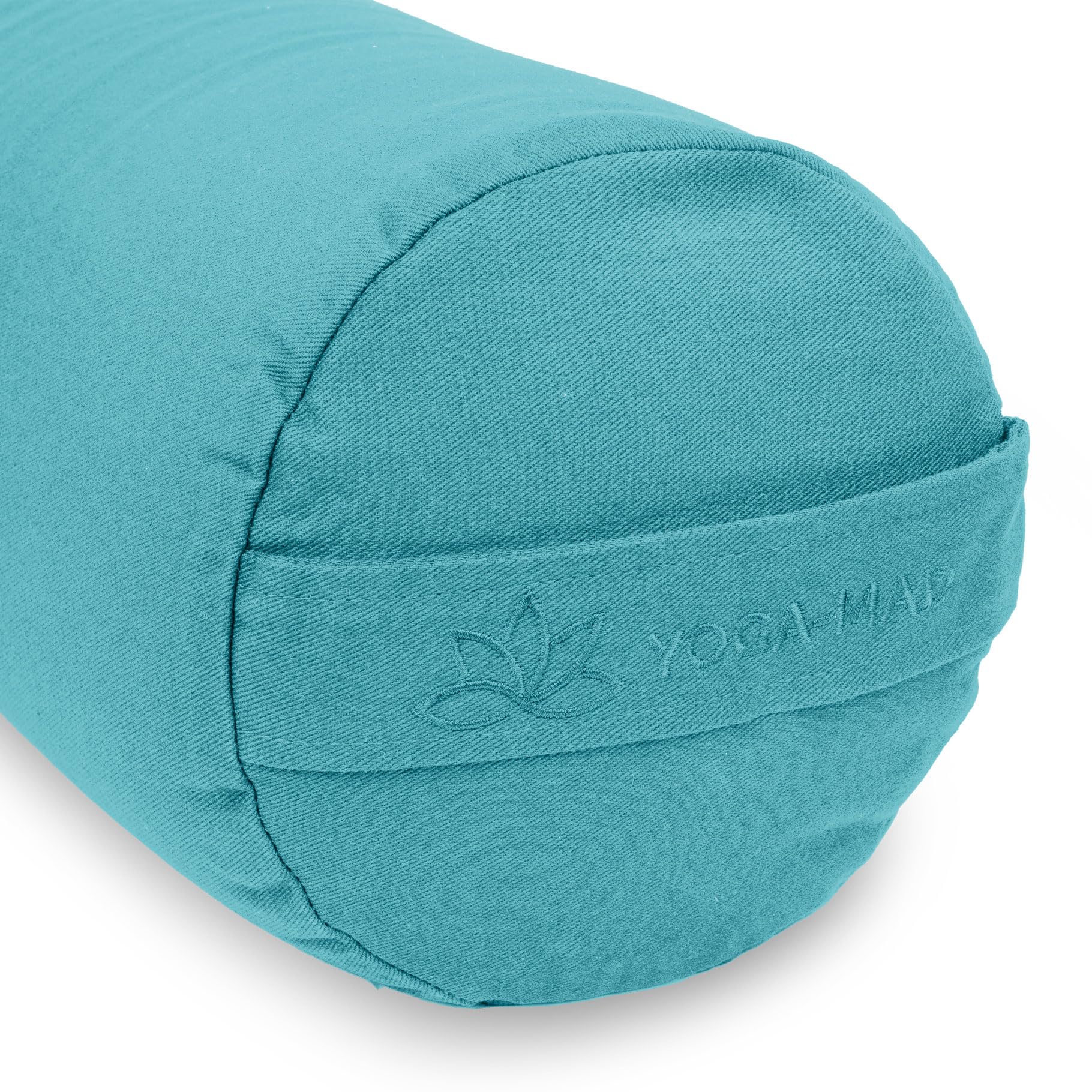 Yoga-Mad Wałek do Jogii Przyjazny dla Środowiska z Wypełnieniem Gryczanym 61 cm x 23 cm Zdejmowany Zmywalny Pokrowec Idealny do Medytacji i Ogólnego Wsparcia Niebieski