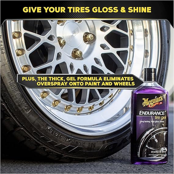 Meguiars Endurance Tire Gel - Tire Shine Gel, Premium Car Tire Shine For A Lasting Glossy Finish; Apply To Tires Cars, Trucks & Suvs To Keep Tires Looking Deep Black And Clean -16 Oz
