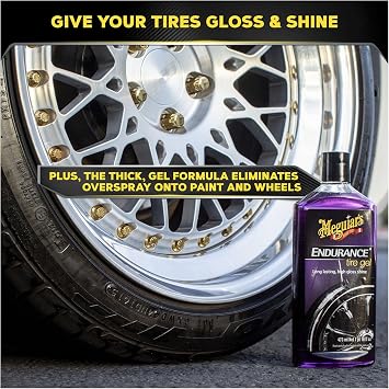 Meguiars Endurance Tire Gel - Tire Shine Gel, Premium Car Tire Shine For A Lasting Glossy Finish; Apply To Tires Cars, Trucks & Suvs To Keep Tires Looking Deep Black And Clean -16 Oz