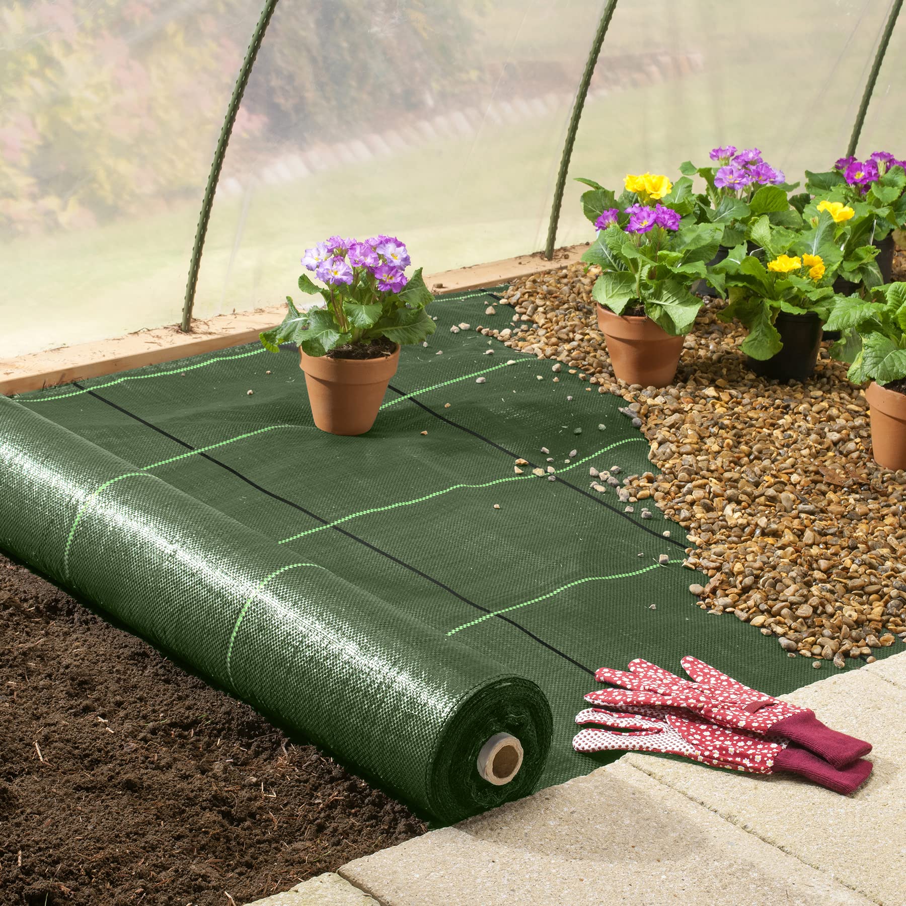 Pro-Tec 130 g/m², tessuto per il controllo delle infestanti da giardino, larghezza 1,2,3,4,5 m (4 m x 5 m)