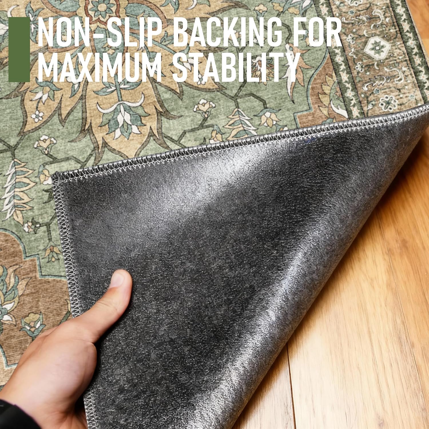 48"x60" Office Chair Mat for Hardwood, Under Desk Chair Mat for Home Office, Anti-Slip Office Rugs for Rolling Chairs, Floor Protector Washable Rugs Olive Green image 4