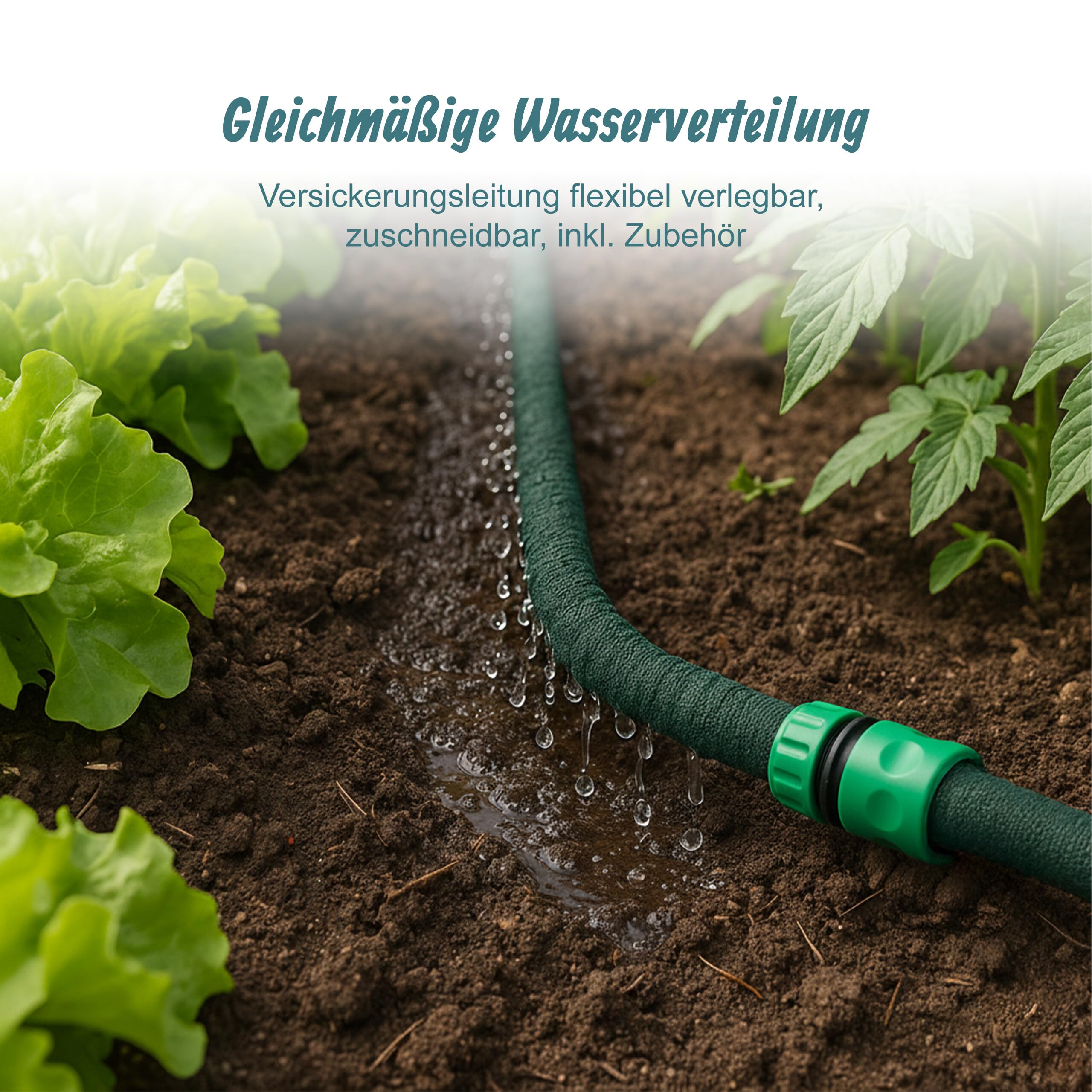 Relaxdays Tropfschlauch, Bewässerung, 50 m Perlschlauch, Hochbeet & Heckenbewässerung, Garten Bewässerungsschlauch, grün