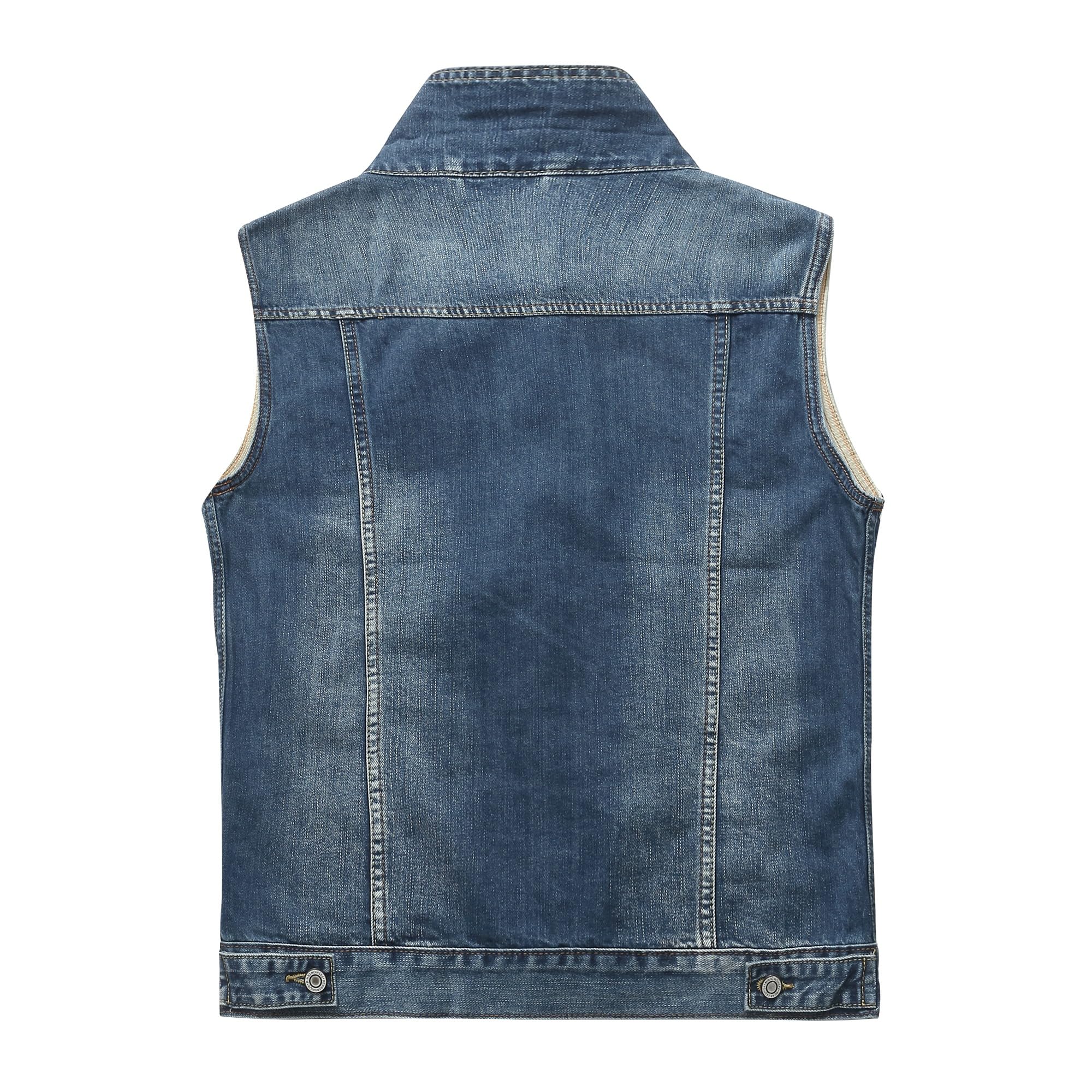 Homme Gilet en Jean Veste Classique Rétro Denim Veste Décontractée Sans Manches Denim Gilet Motard de Multi Poches