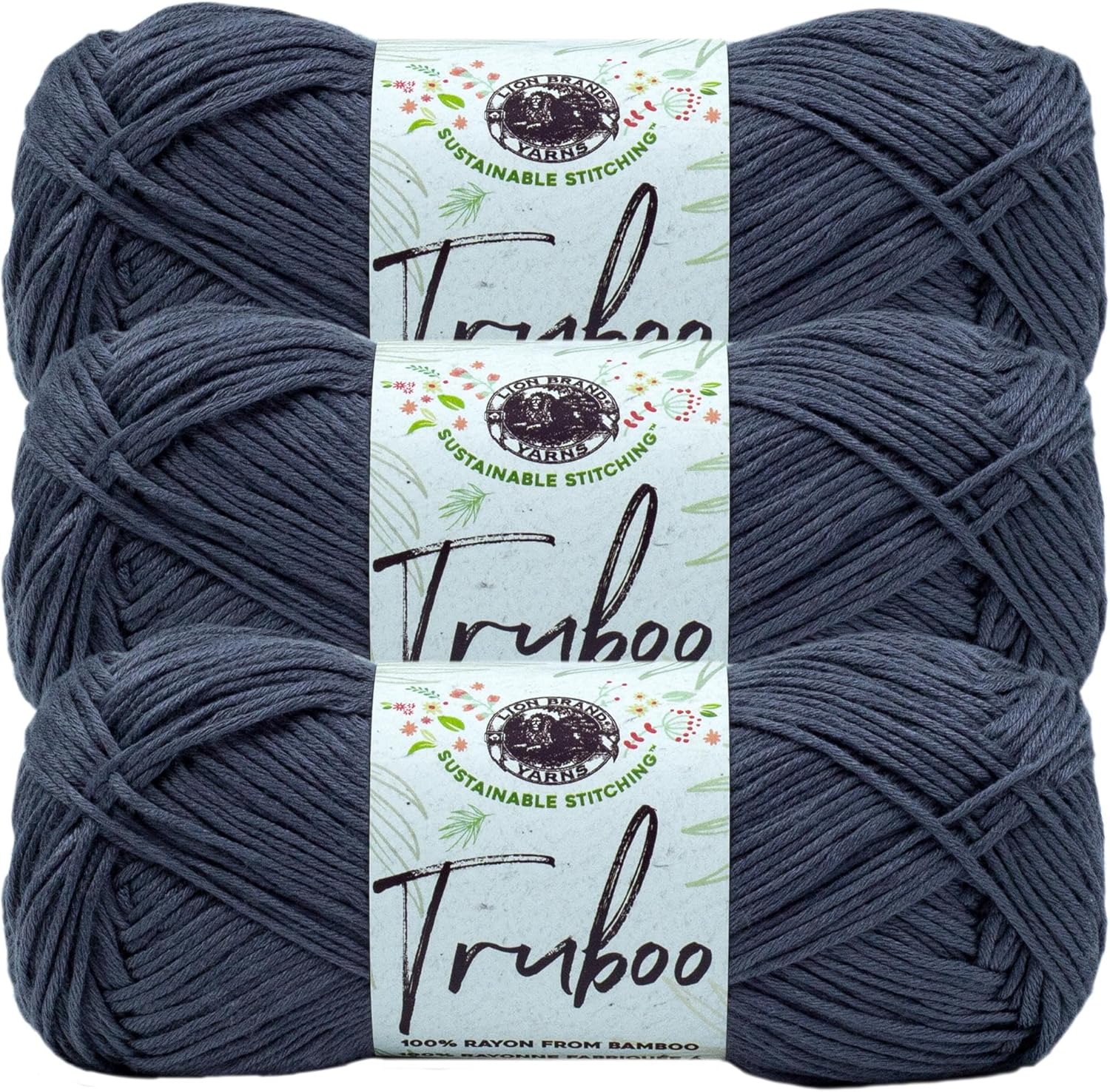 (3 Pack) Lion Brand Yarn Truboo Yarn, Slate